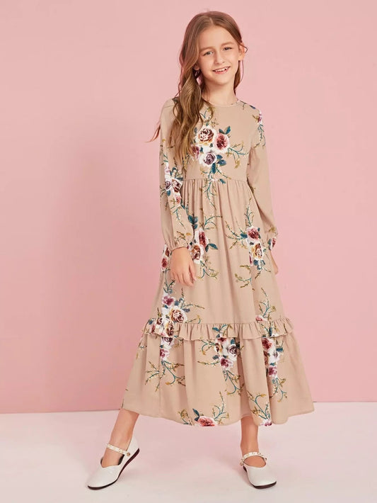 GULBAHAR FLORAL MAXI DRESS FOR GIRLS