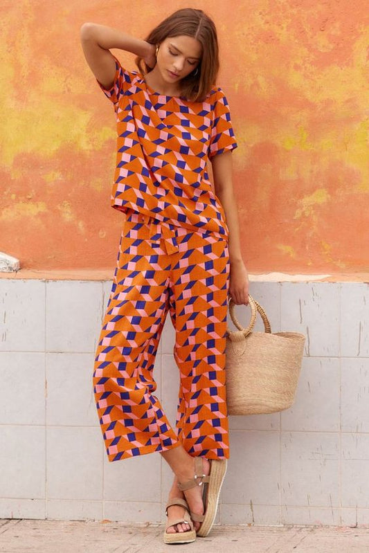 Royal Stripe Orange with blue