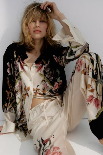 BLACK & CREAM FLORAL CO-ORD SET