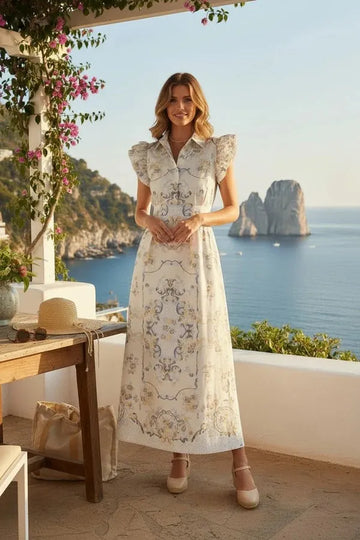 Elegant sleeveless ruffle dress