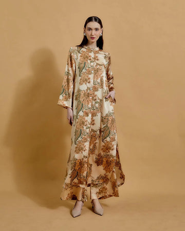 Beige Paisley Print Kaftan