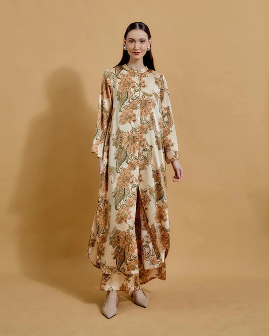 Beige Paisley Print Kaftan