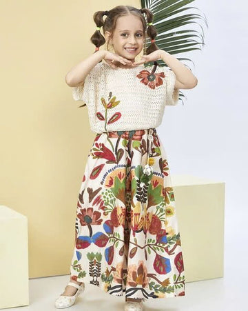 Floral Bloom Crochet Co-Ord Set for Girls