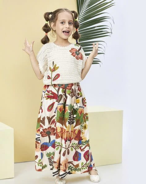 Floral Bloom Crochet Co-Ord Set for Girls