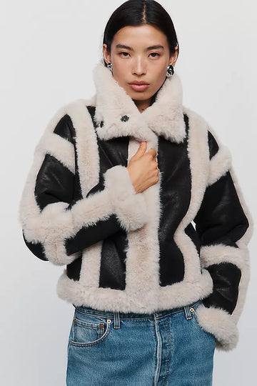 Black & Ivory Luxe Faux Fur Jacket