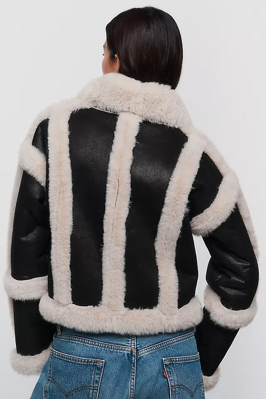 Black & Ivory Luxe Faux Fur Jacket