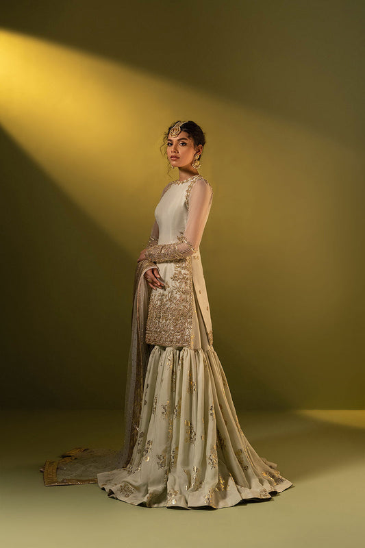 Zareen Roshni Ivory Gold Gharara Bridal Set