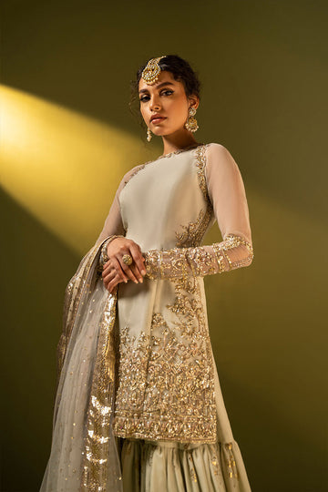 Zareen Roshni Ivory Gold Gharara Bridal Set