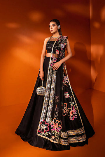 Kali Gulaab Black Floral Lehenga Choli