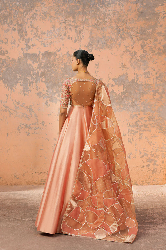 Aftab-e-Gul Peach Shimmer Lehenga Choli